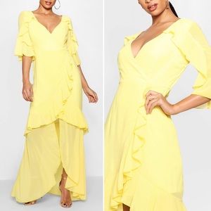 Boohoo Dresses - Boohoo Yellow Ruffle Maxi Dress Boohoo Dresses - Boohoo Yellow Ruffle Maxi Dress